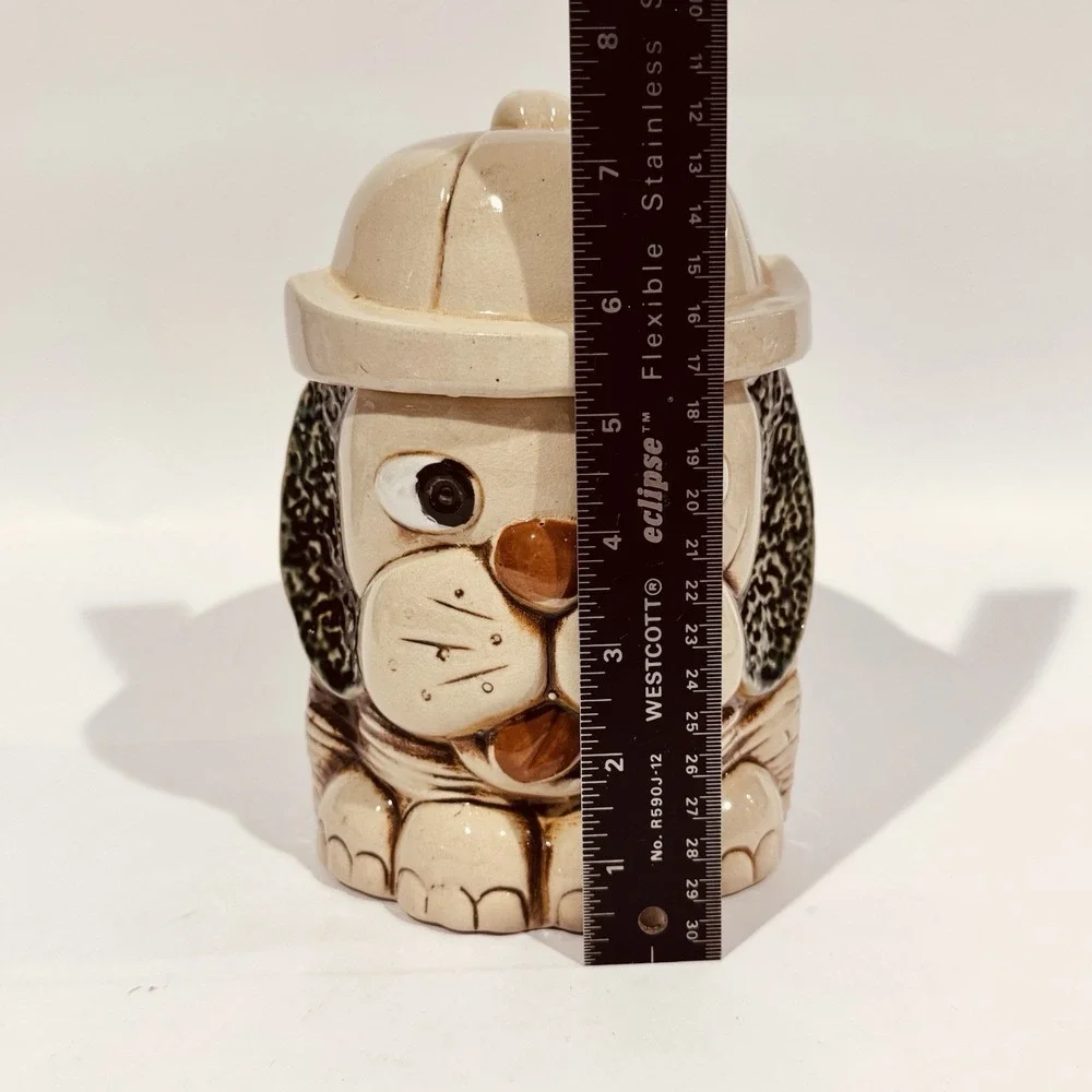 Vintage 70s Mount Clemens Art Pottery Dog Cookie Jar W Hat Lid‎ USA